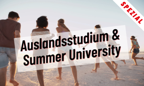 JuBi Spezial Auslandsstudium und Summer University - sechs Personen laufen über einen Strand