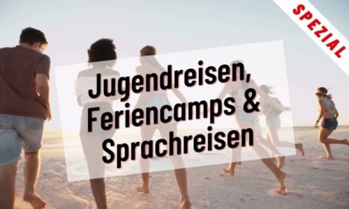 JuBi Spezial Jugendreisen, Feriencamps & Sprachreisen - sechs Personen laufen über einen Strand